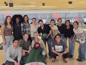 A few BCMB students posing for photo at bowling alley